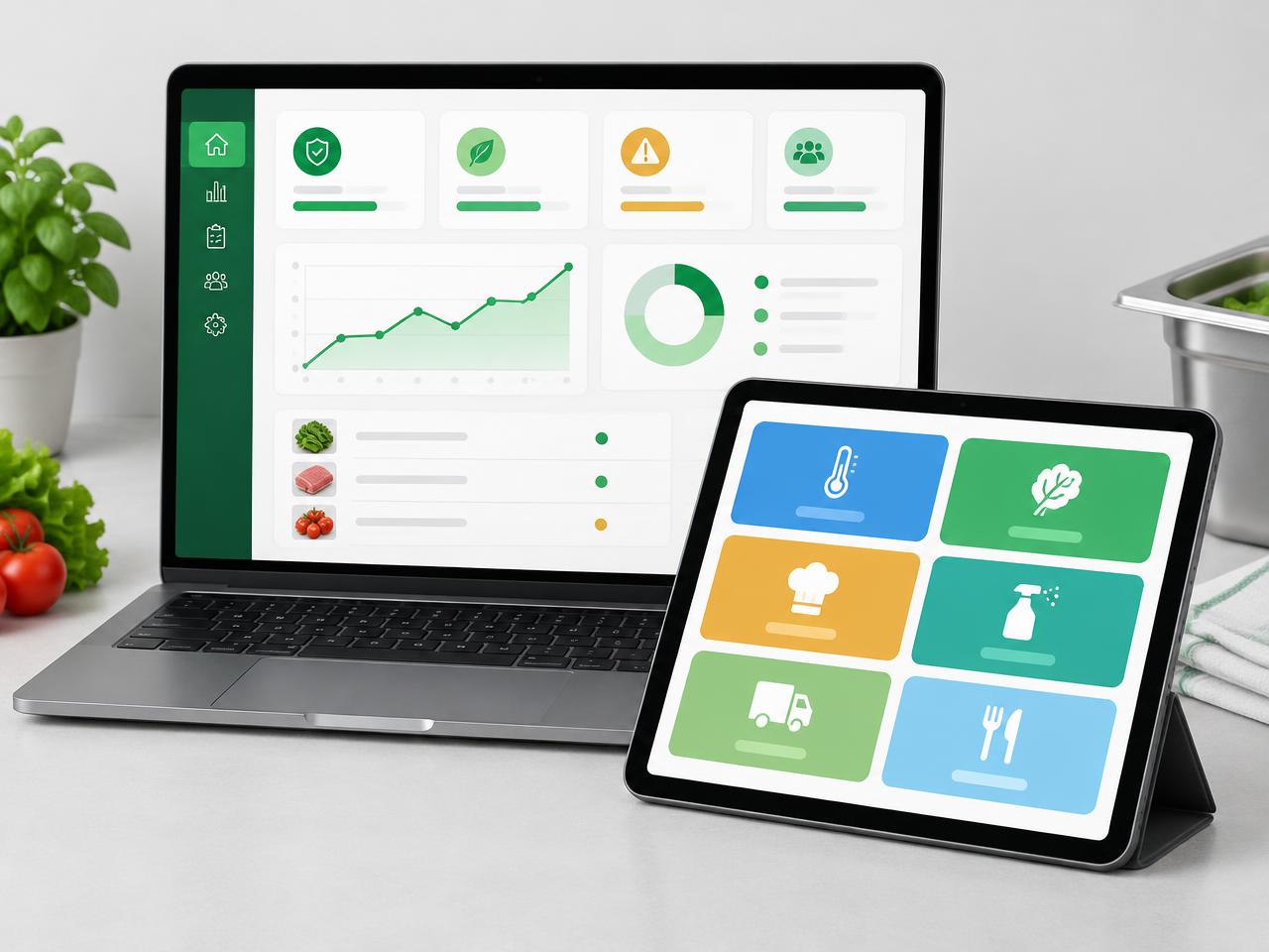Aparelho com botões de registro e notebook com o painel do gestor
